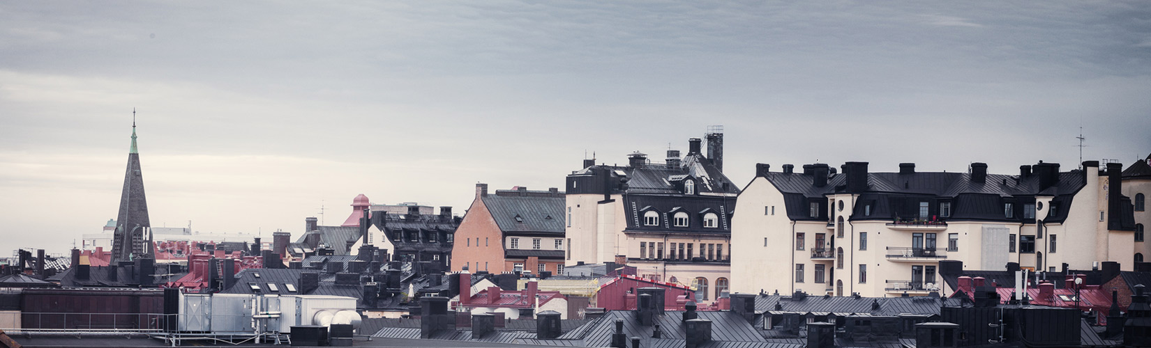 Bild över taktoppar i Stockholm
